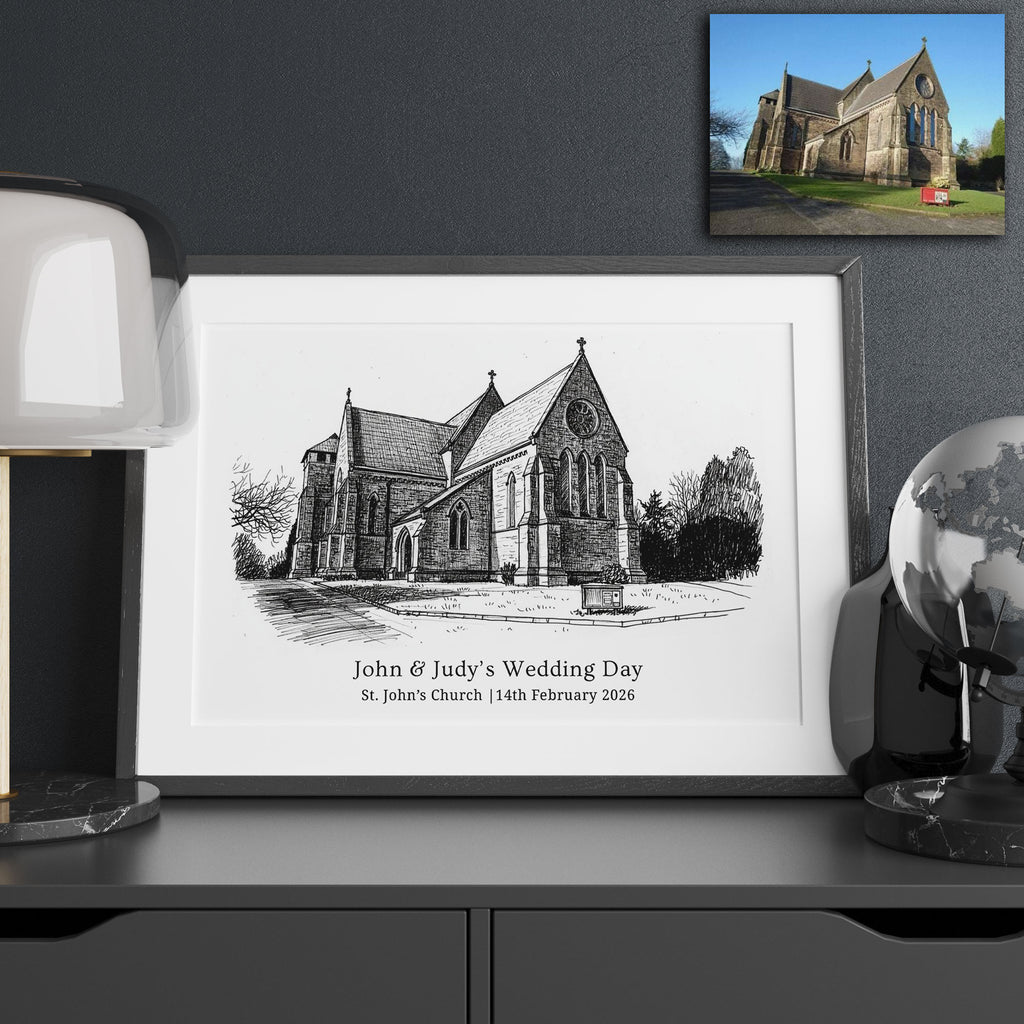 Personalised Heavy Pencil Sketch Venue Print