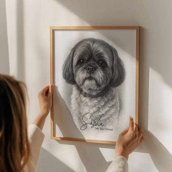 Personalised Black & White Pencil Sketch Print