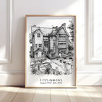 Personalised Heavy Pencil Sketch Venue Print