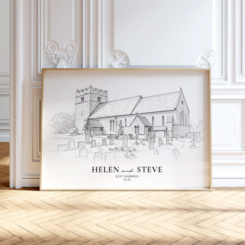 Personalised Fine Line Pencil Sketch Venue Print