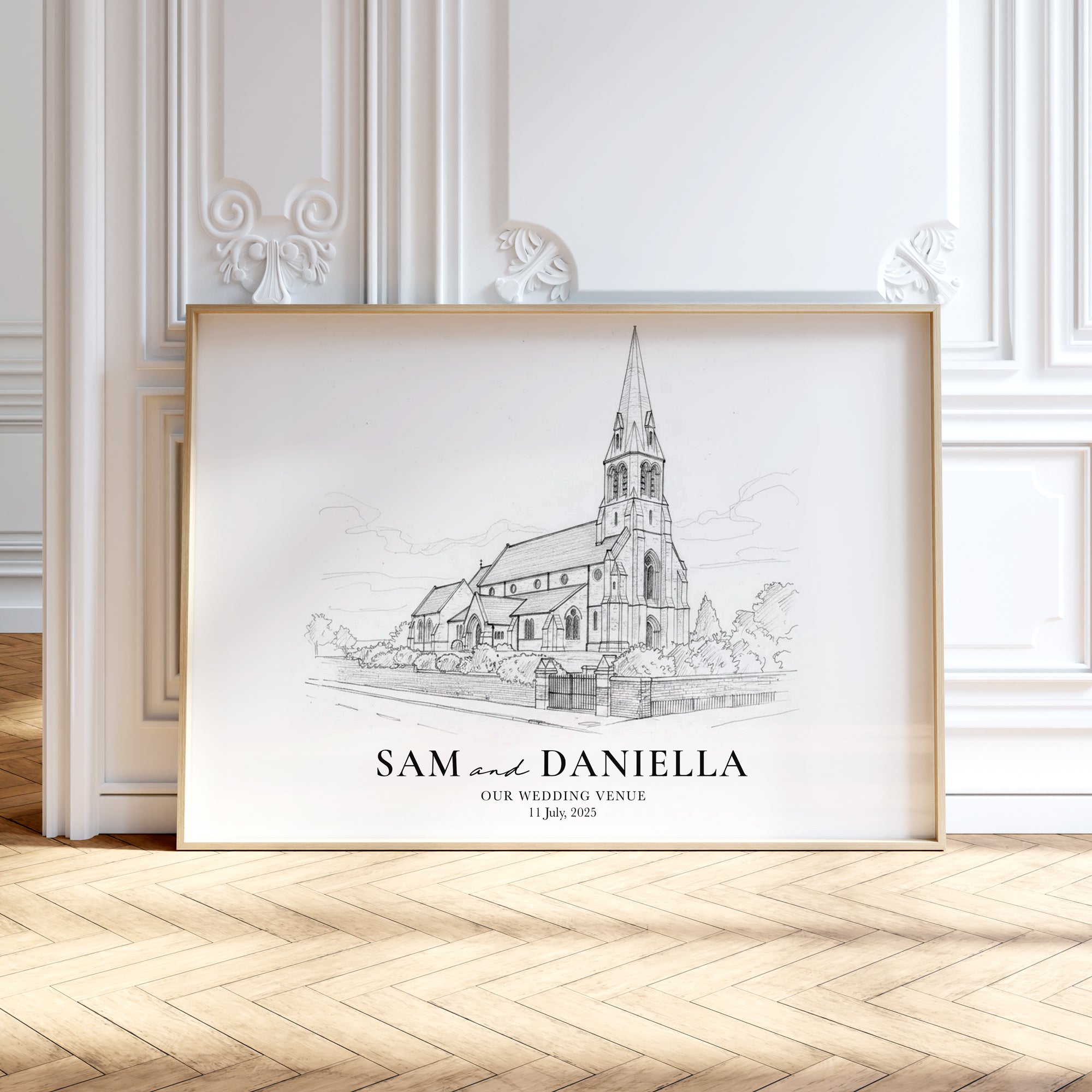 Personalised Fine Line Pencil Sketch Venue Print