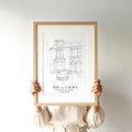 Personalised Fine Line Pencil Sketch Venue Print