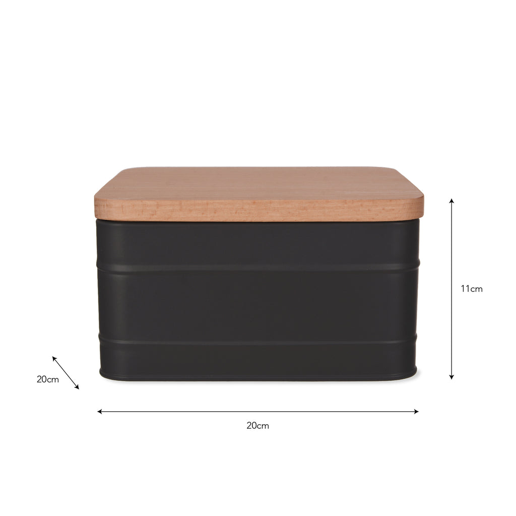 Charcoal Grey Cake Tin with Wooden Lid - GardenTrading