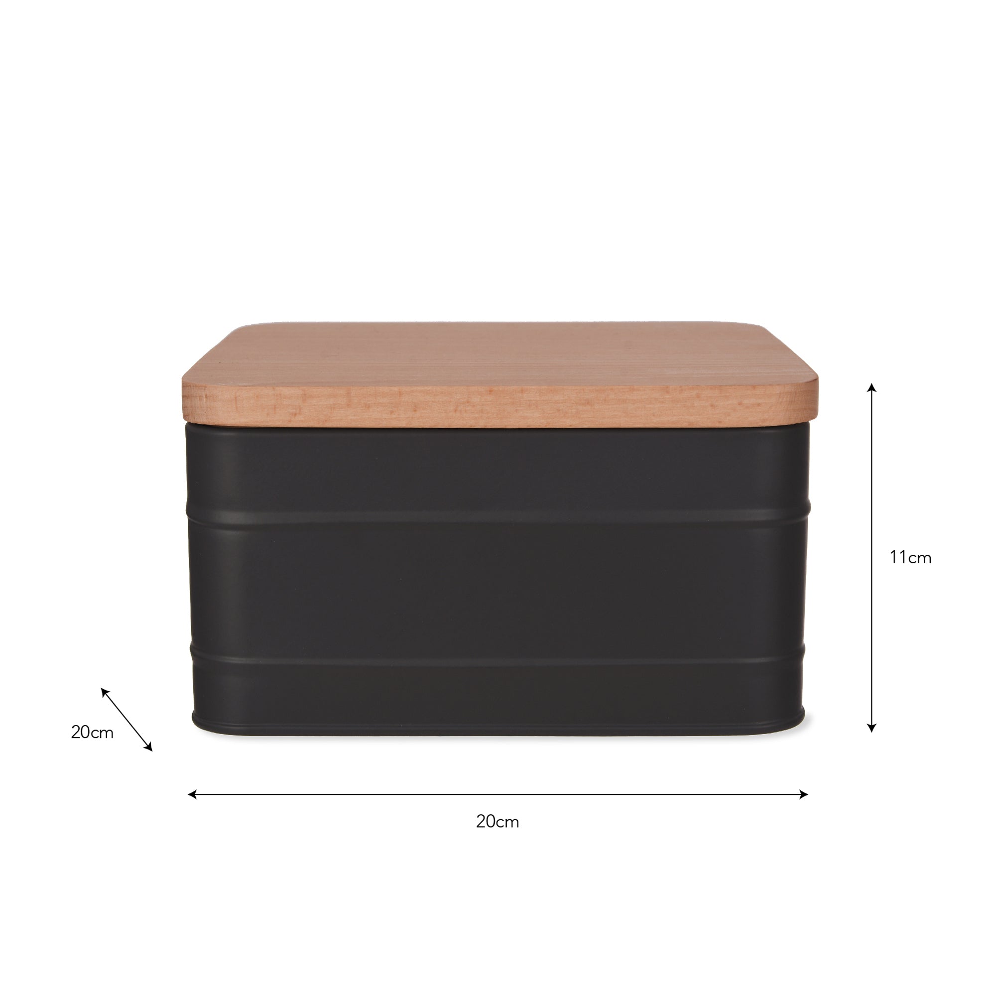 Charcoal Grey Cake Tin with Wooden Lid - GardenTrading