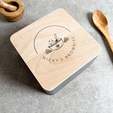 Personalised Cake Tin with Wooden Lid