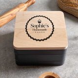 Personalised Cake Tin with Wooden Lid
