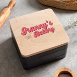 Personalised Cake Tin with Wooden Lid