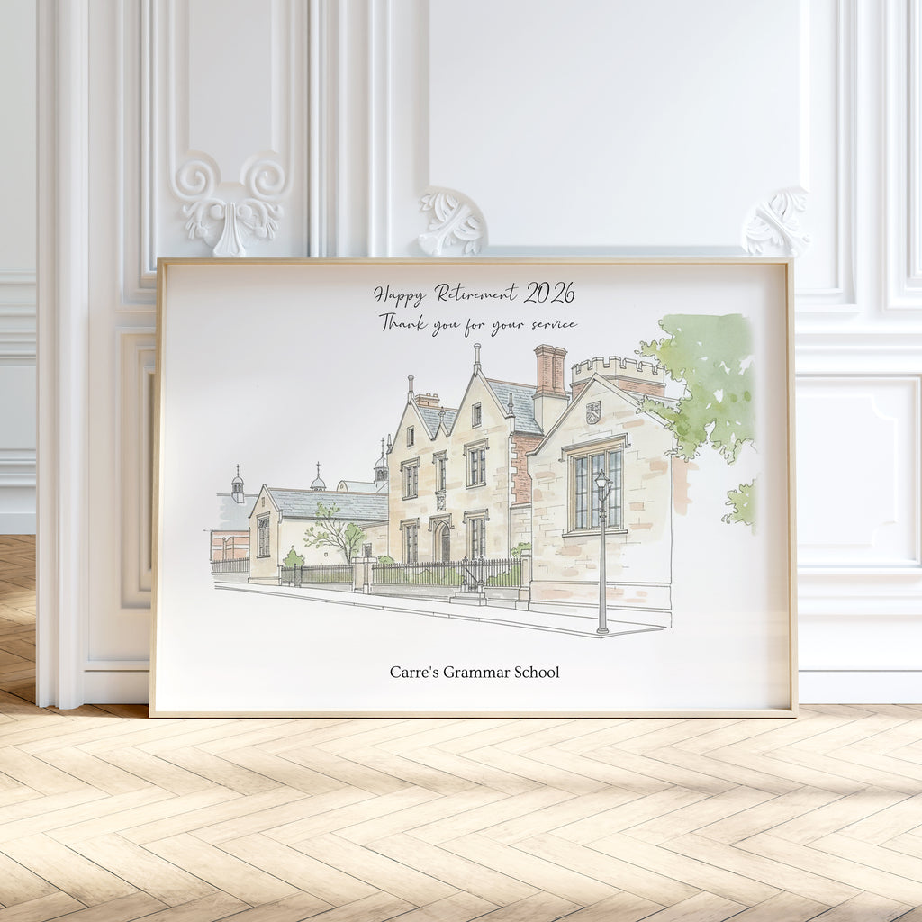 Personalised Workplace Illustration Portrait Print | Retirement Gift