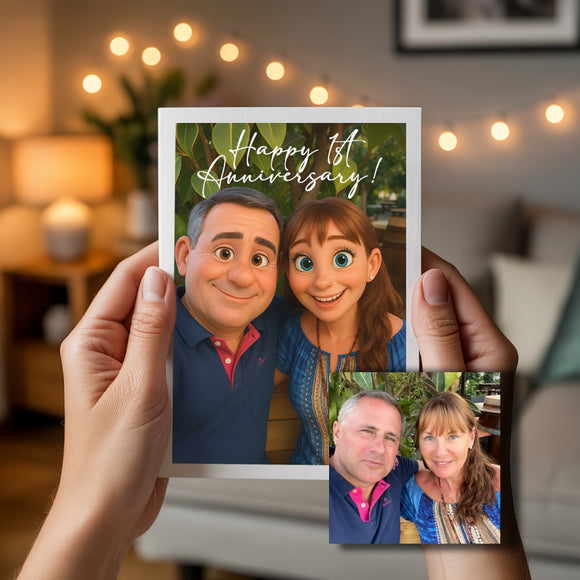 Personalised 3D Animated Cartoon Anniversary Card