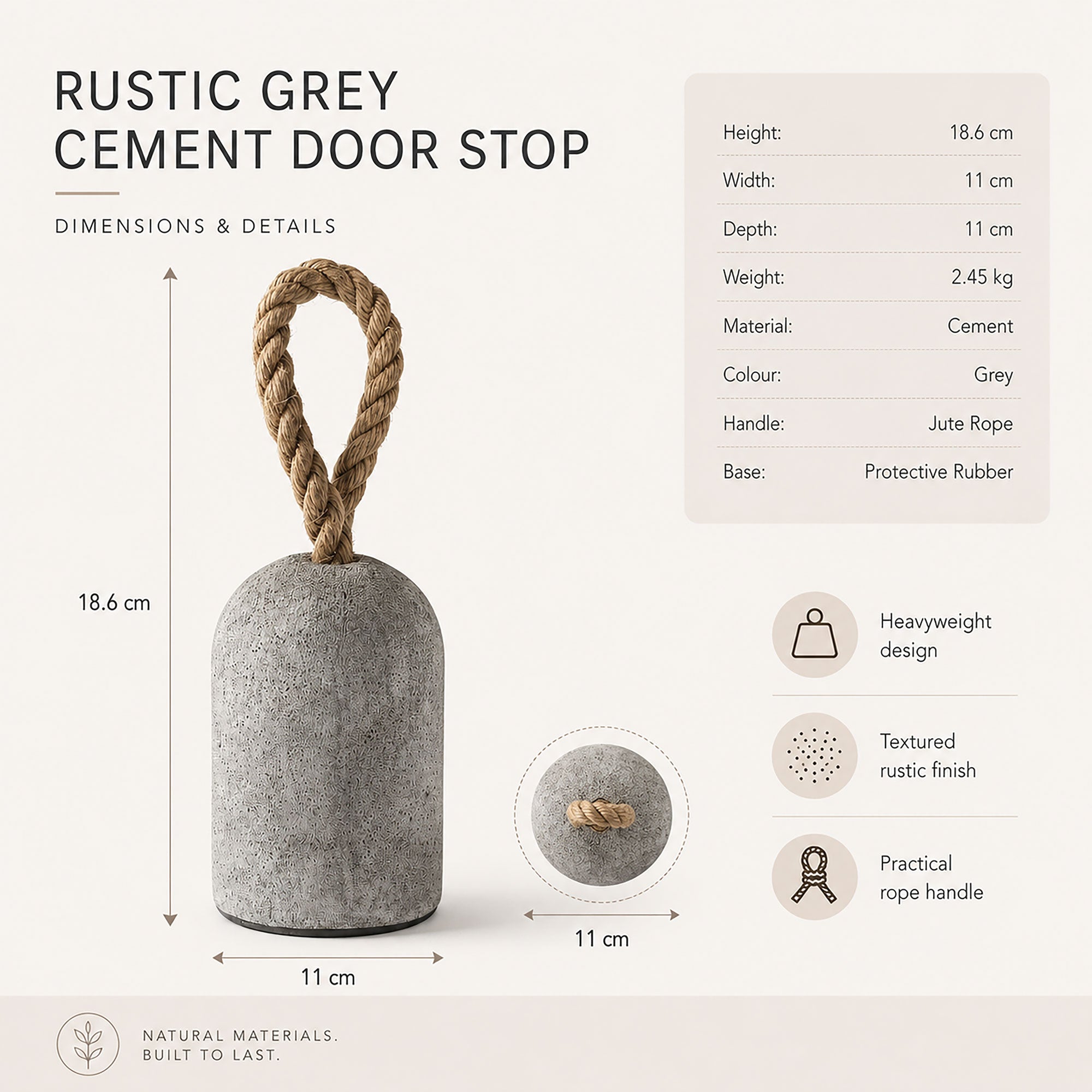Industrial Cement Doorstop - Grey