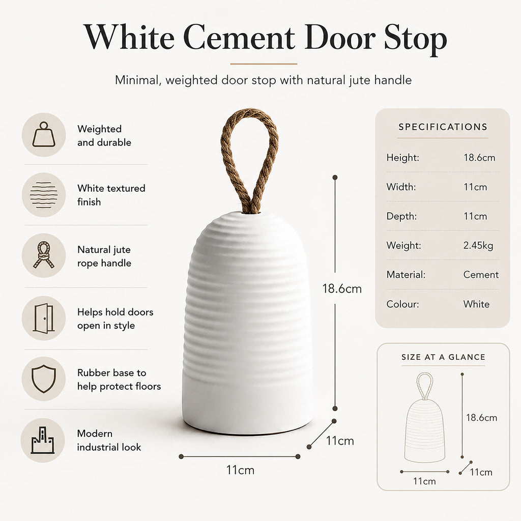 Cement Doorstop - White