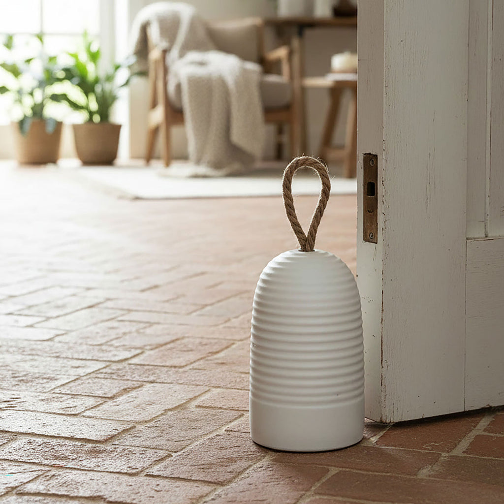 Cement Doorstop - White