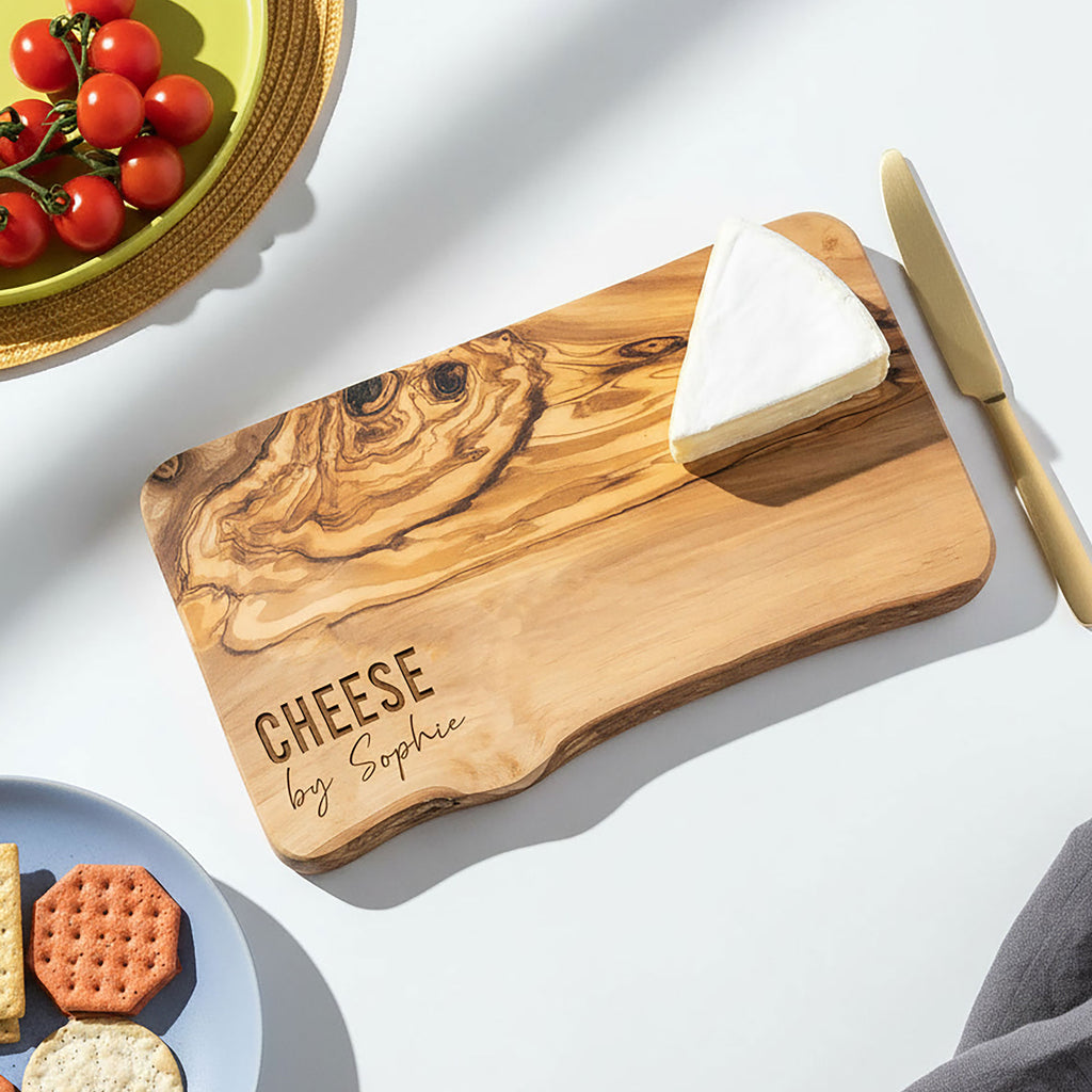 Personalised Rustic Olive Wood Cheese Board