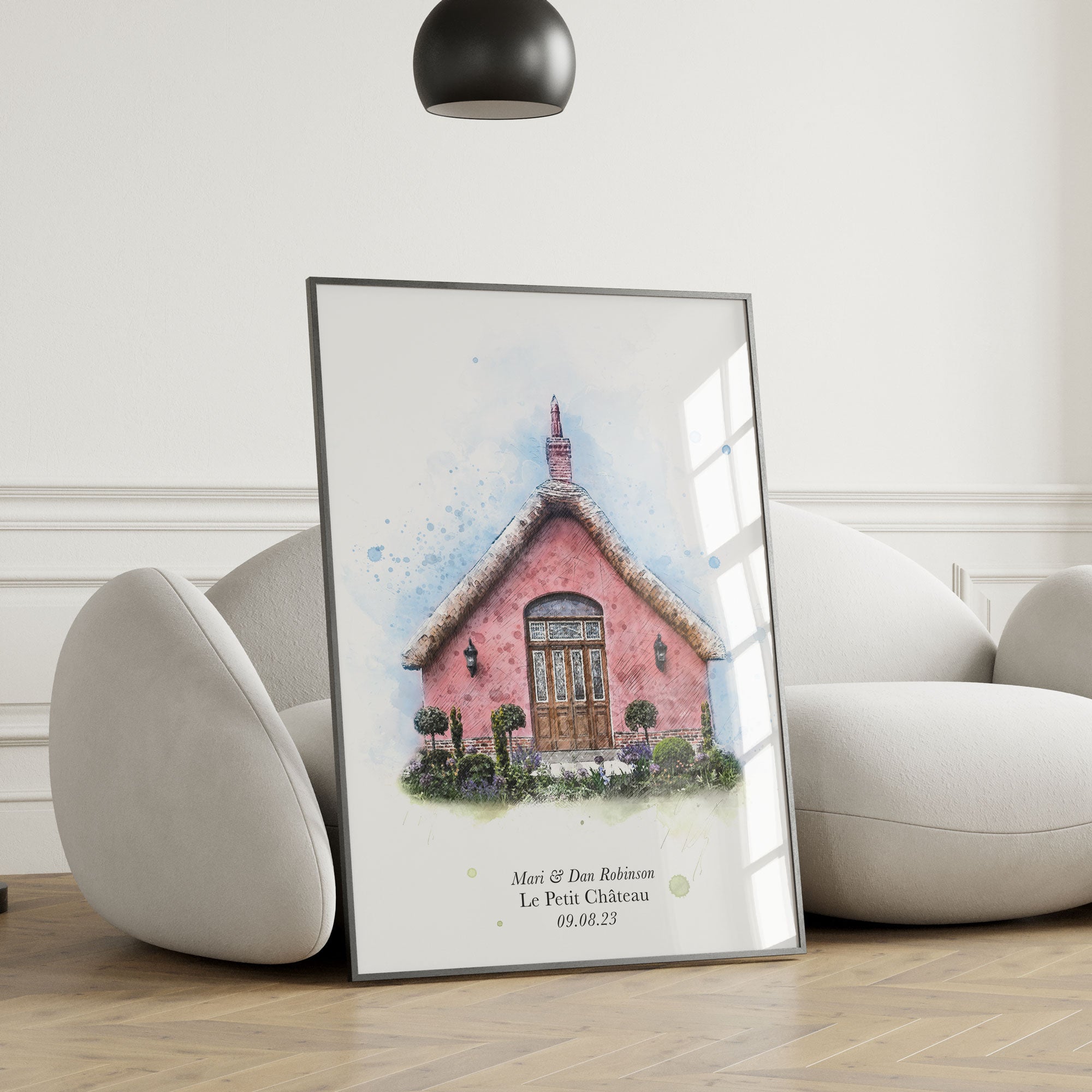 Personalised Watercolour Wedding Venue or Church Portrait Print