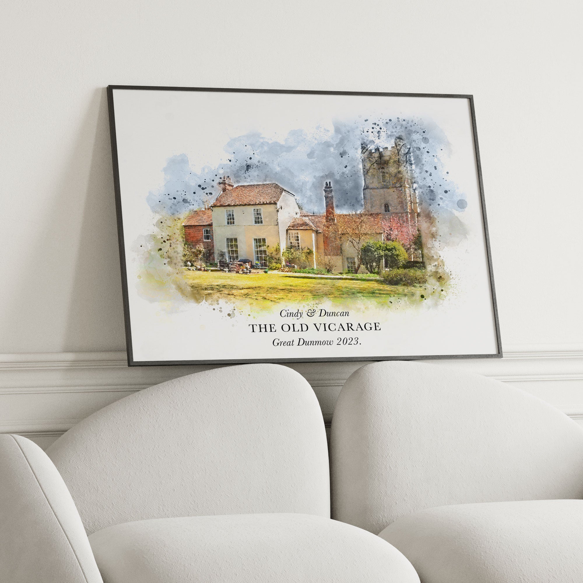 Personalised Watercolour Wedding Venue or Church Portrait Print