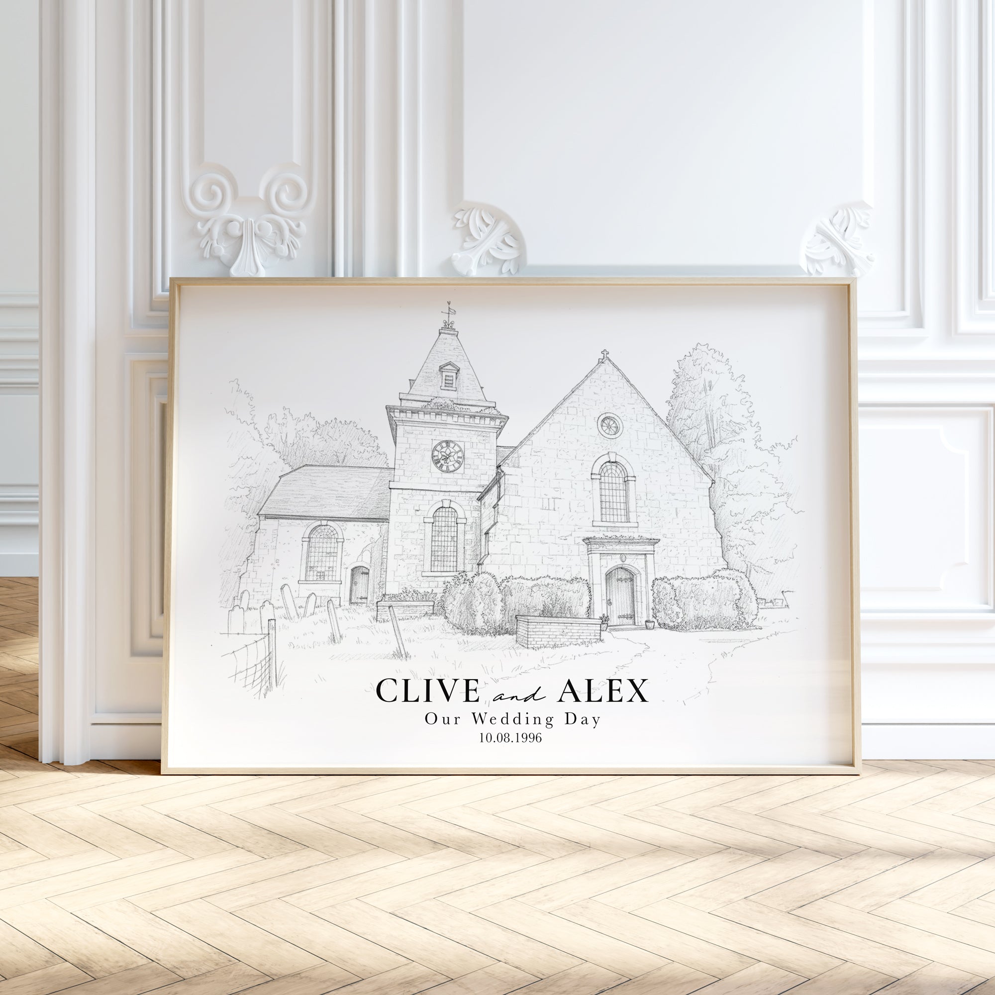 Personalised Fine Line Pencil Sketch Venue Print