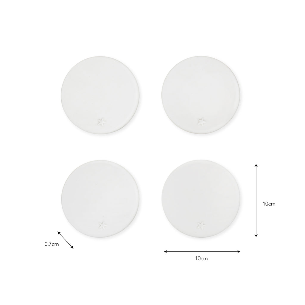 Set of 4 Ceramic Coasters with Debossed Star