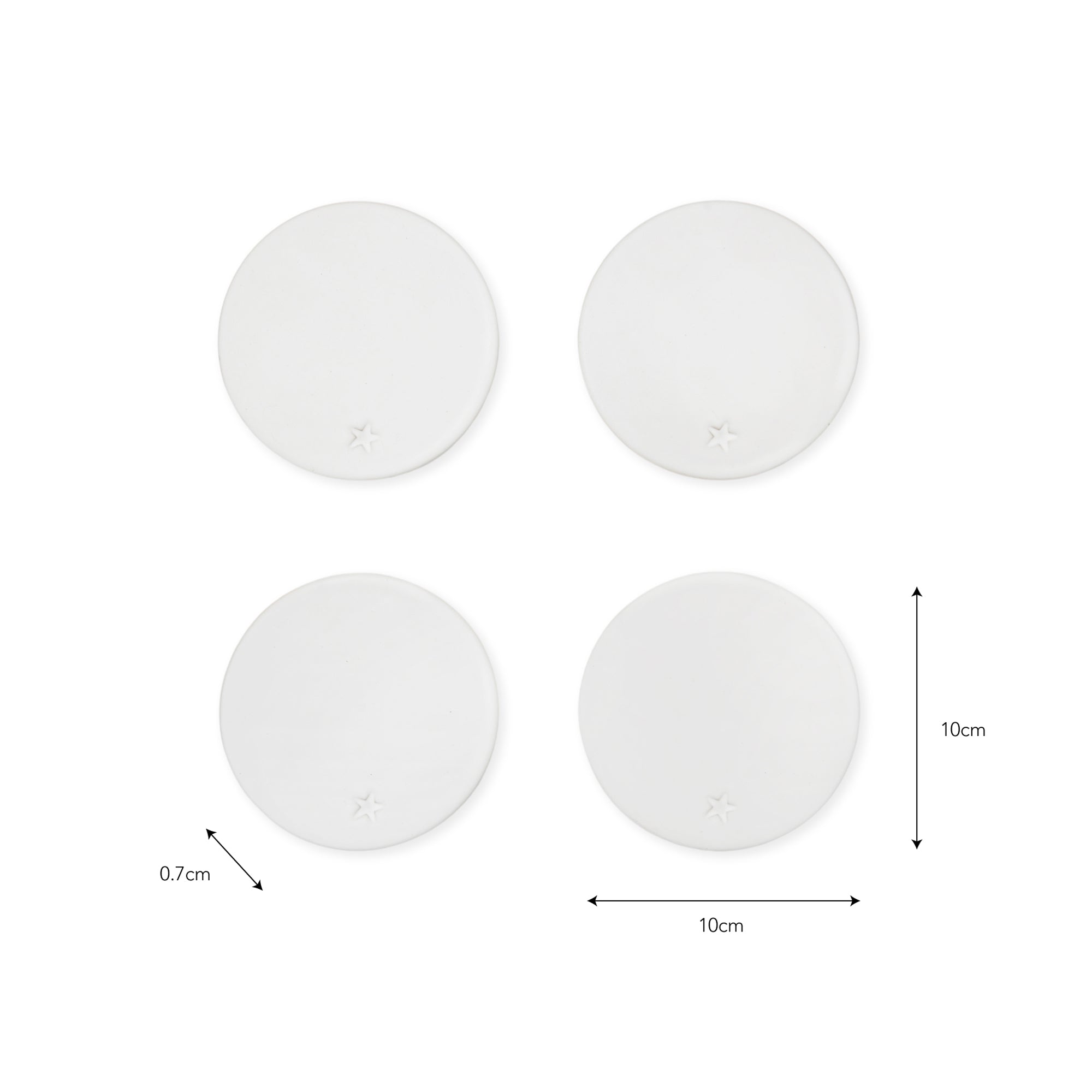 Set of 4 Ceramic Coasters with Debossed Star
