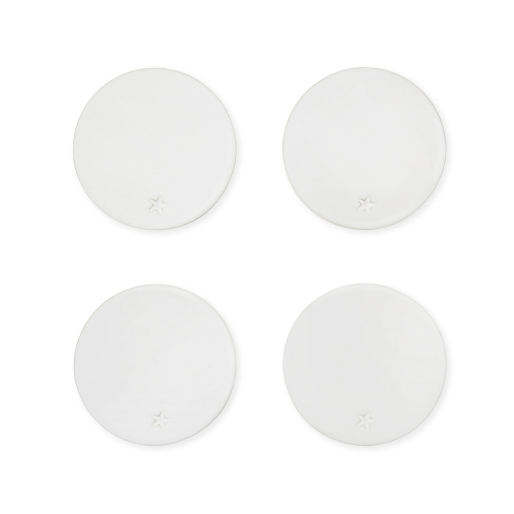 Set of 4 Ceramic Coasters with Debossed Star