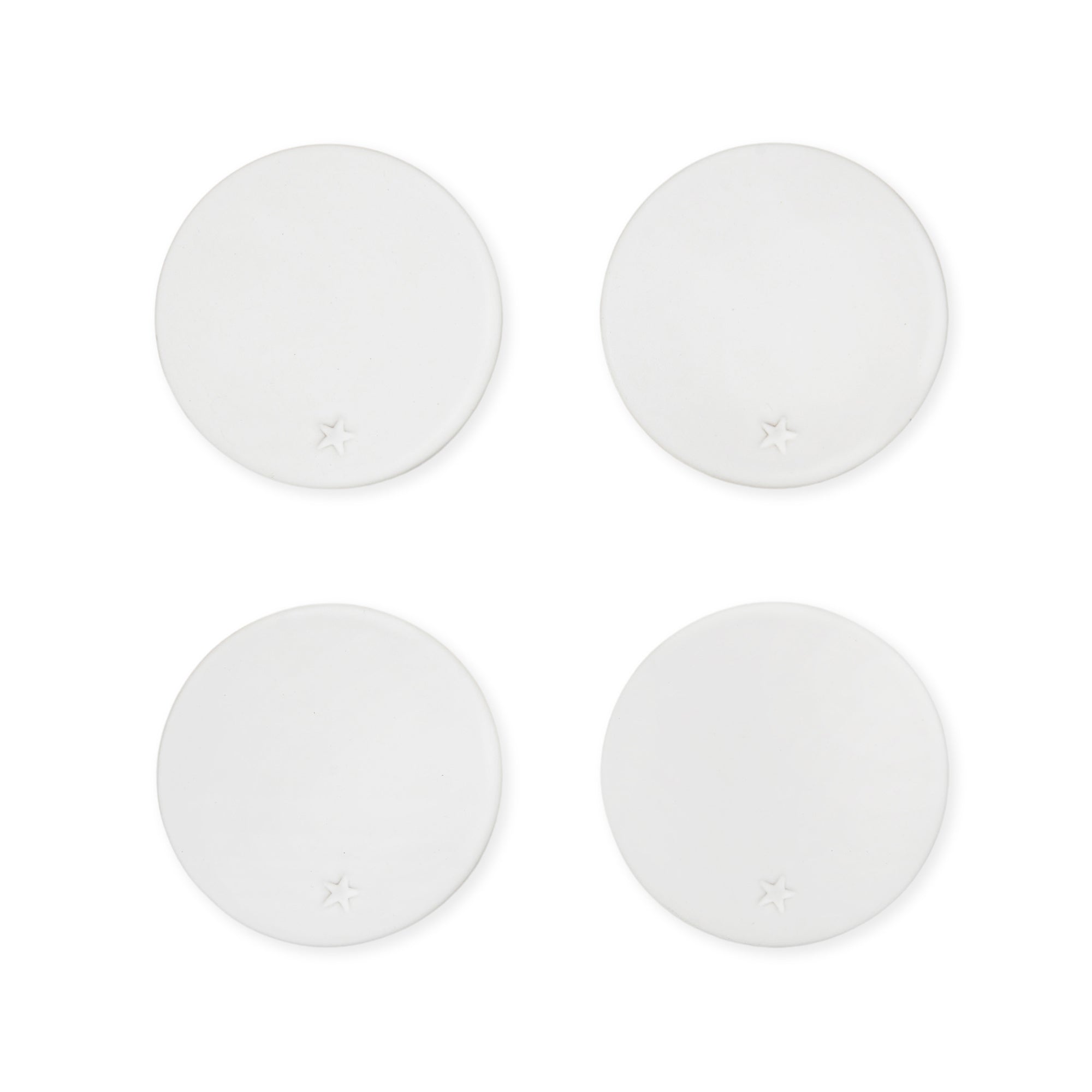 Set of 4 Ceramic Coasters with Debossed Star