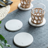 Round Coasters Ceramic Set of 4 White - GardenTrading