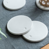 Round Coasters Ceramic Set of 4 White - GardenTrading