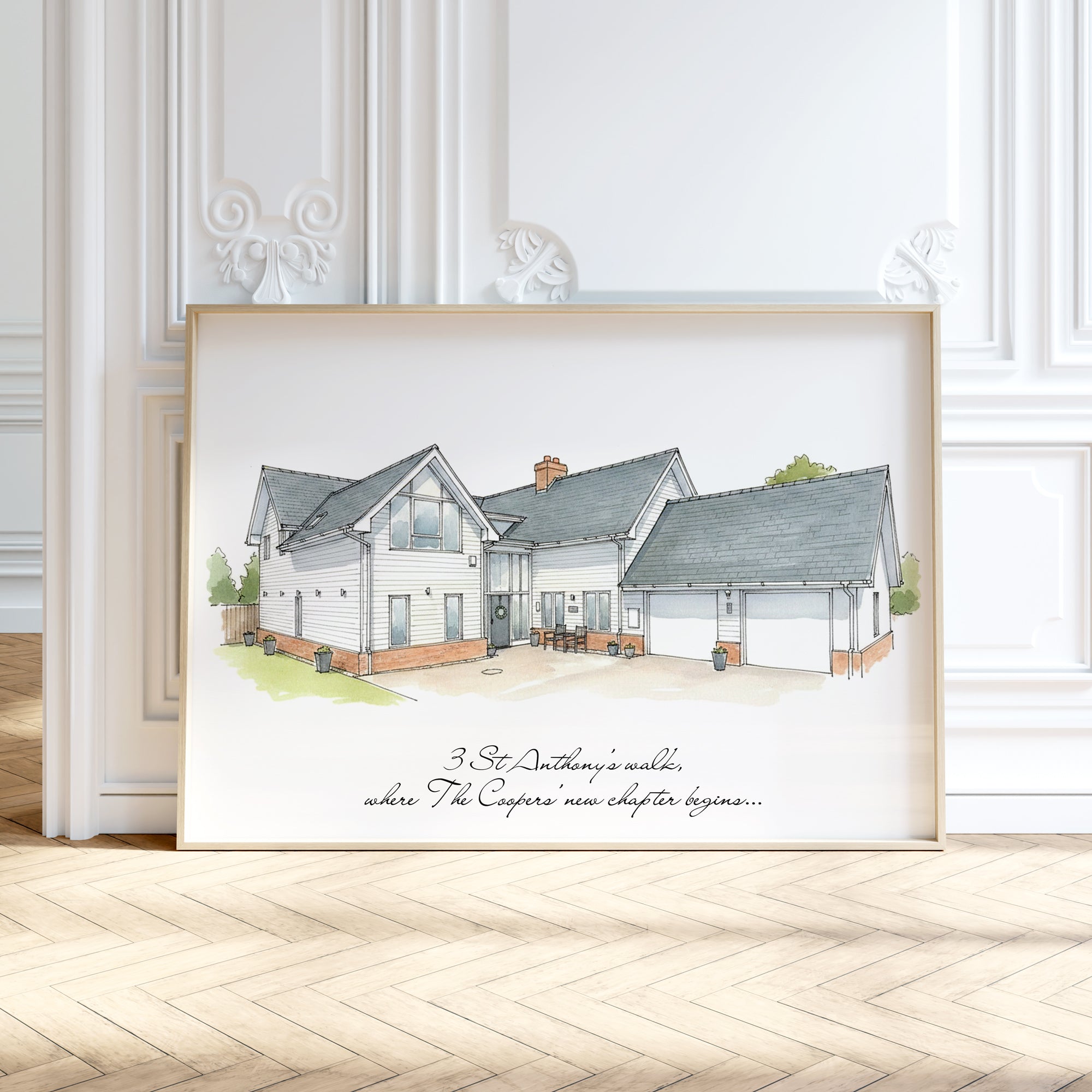 Personalised Watercolour Home Portrait Art Print