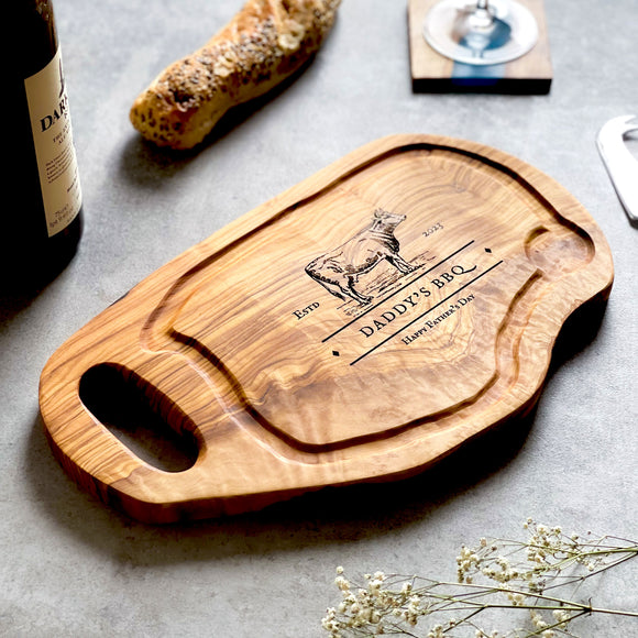 Personalised Olive Wood Chopping Board With Jus Groove