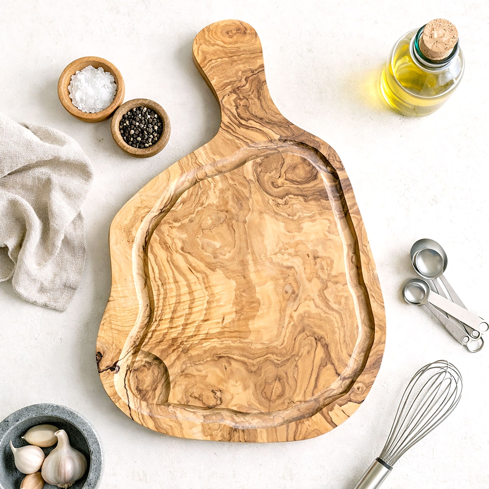 Rustic Olive Wood Chopping Board with Jus Groove
