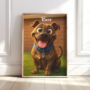 Personalised Animated Cartoon Pet Portrait Print