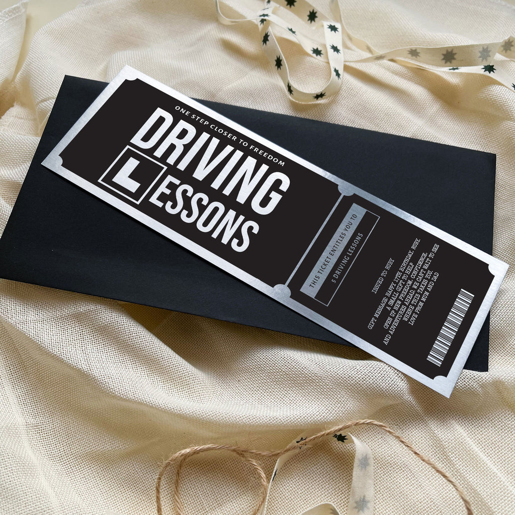 Personalised Gold And Silver Driving Lesson Surprise Voucher