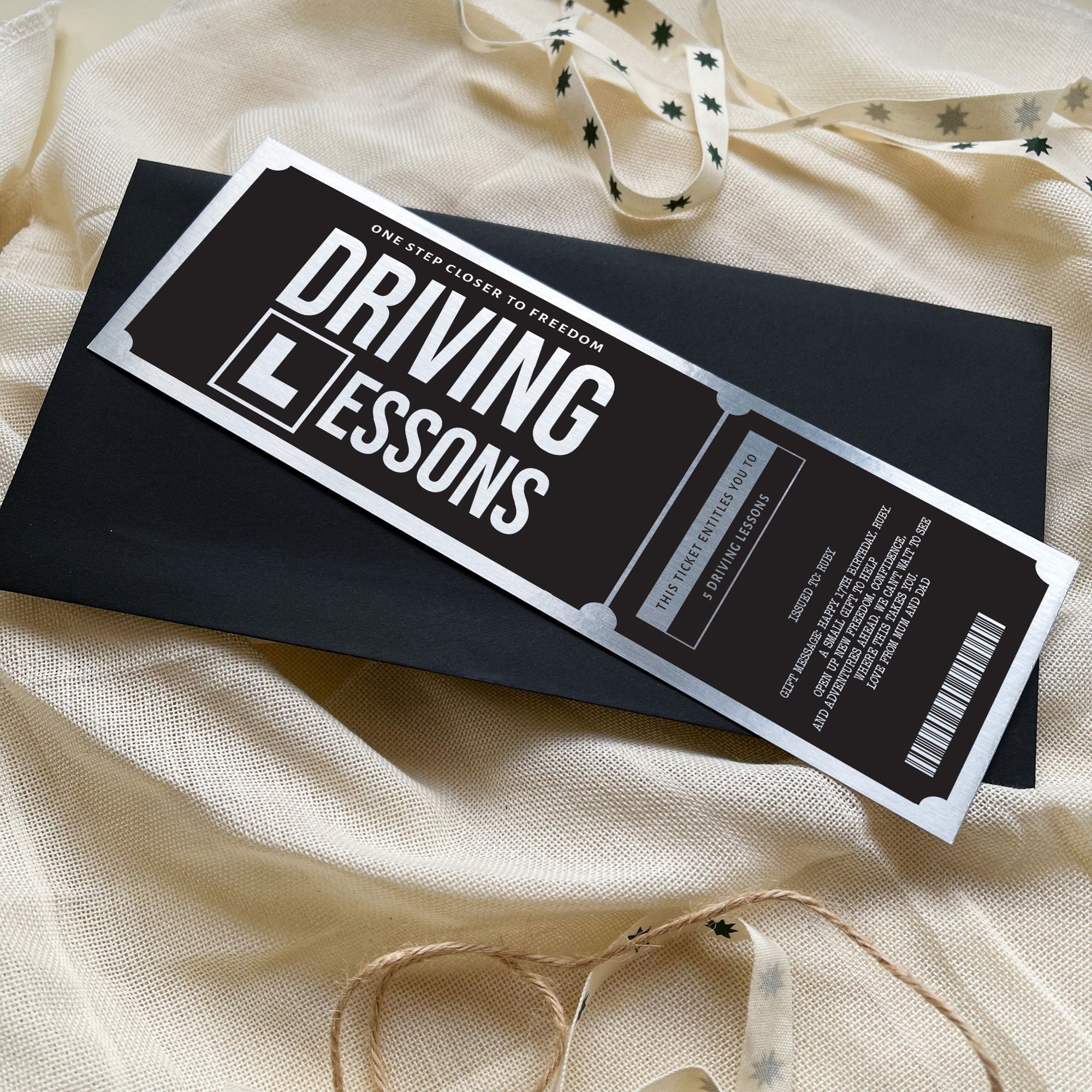 Personalised Gold And Silver Driving Lesson Surprise Voucher