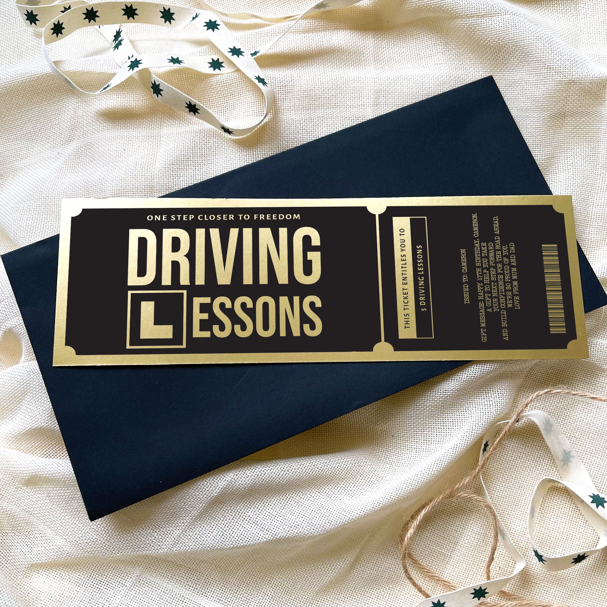 Personalised Gold And Silver Driving Lesson Surprise Voucher