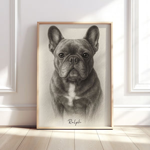 Personalised Black & White Pencil Sketch Dog and Pet Print