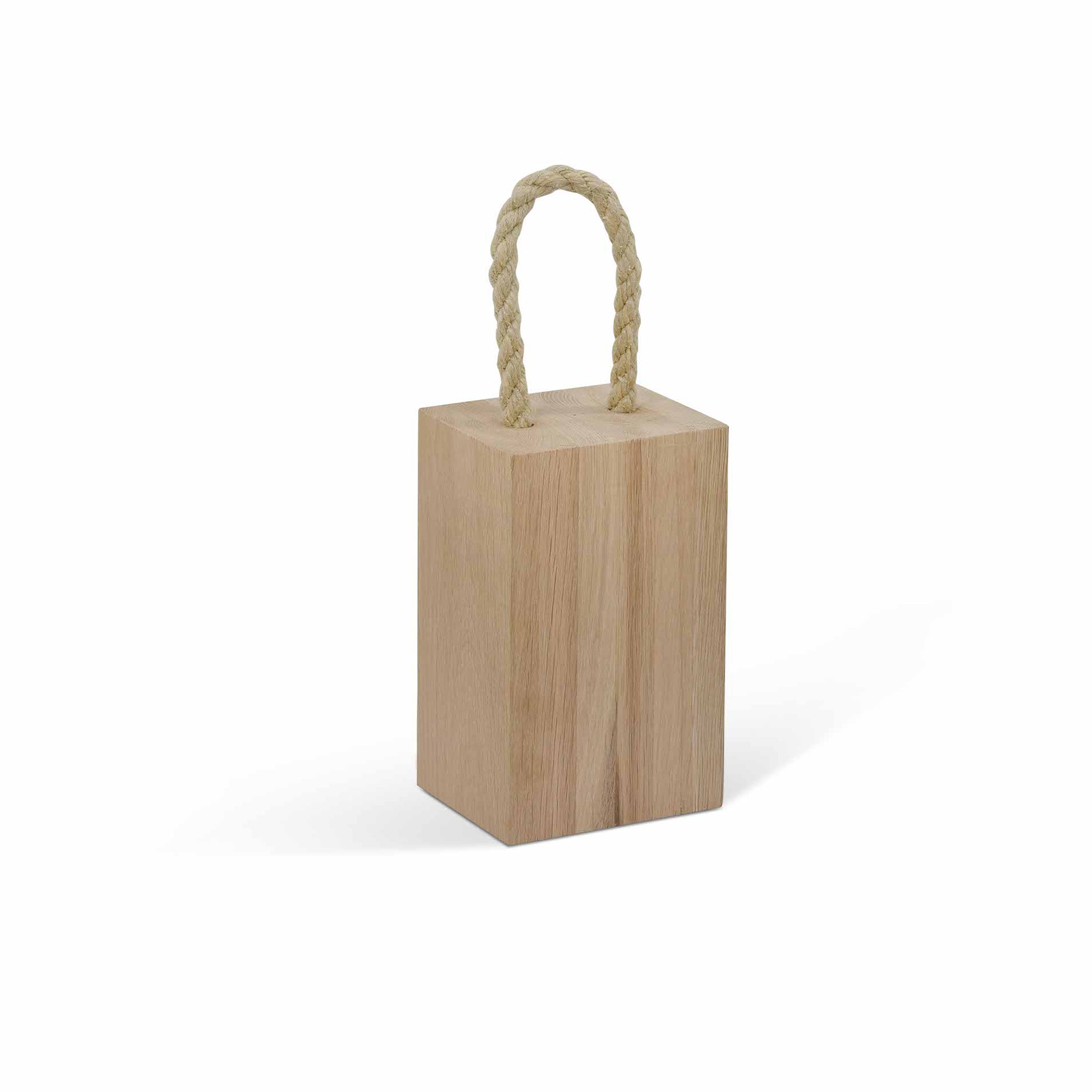 Solid Oak Door Stop with Rope Handle