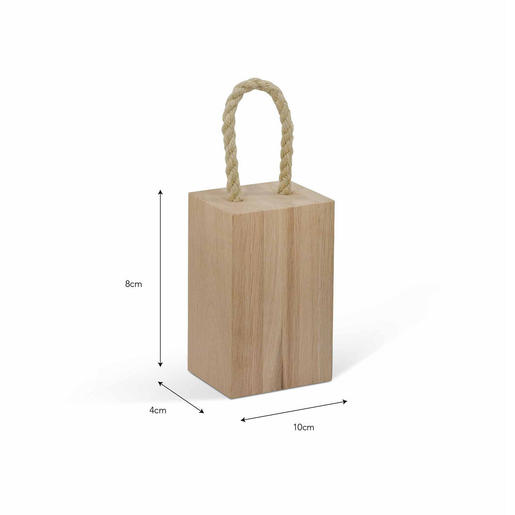 Solid Oak Door Stop with Rope Handle