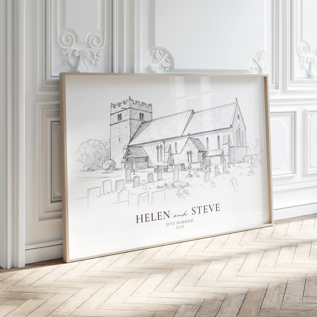 Personalised Fine Line Pencil Sketch Venue Print