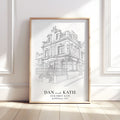 Personalised Fine Line Pencil Sketch Venue Print