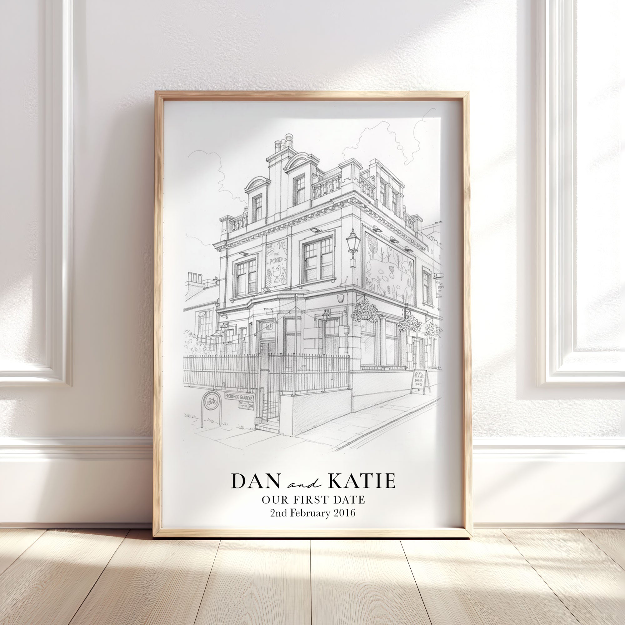 Personalised Fine Line Pencil Sketch Venue Print