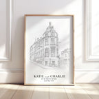 Personalised Fine Line Pencil Sketch Venue Print