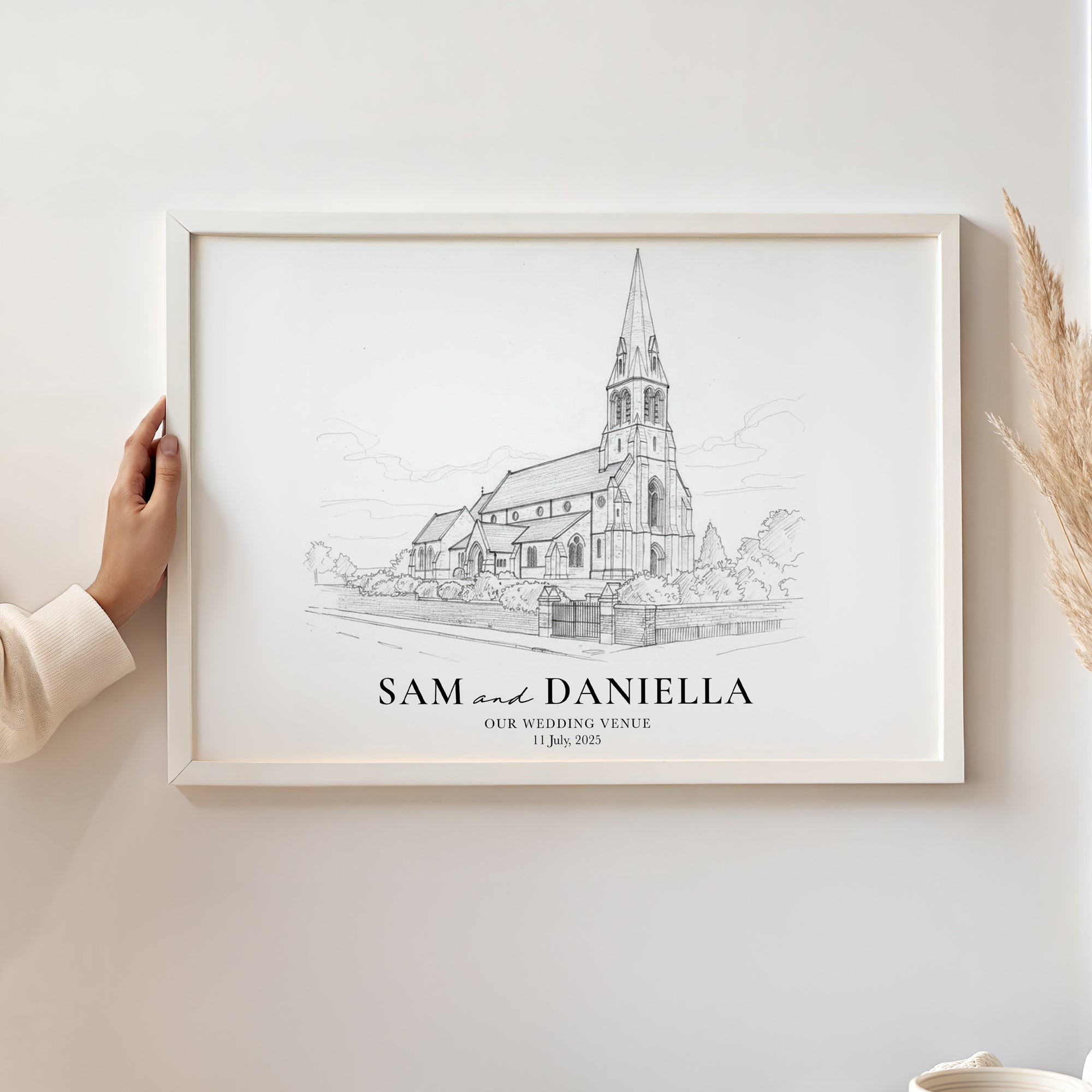 Personalised Fine Line Pencil Sketch Venue Print