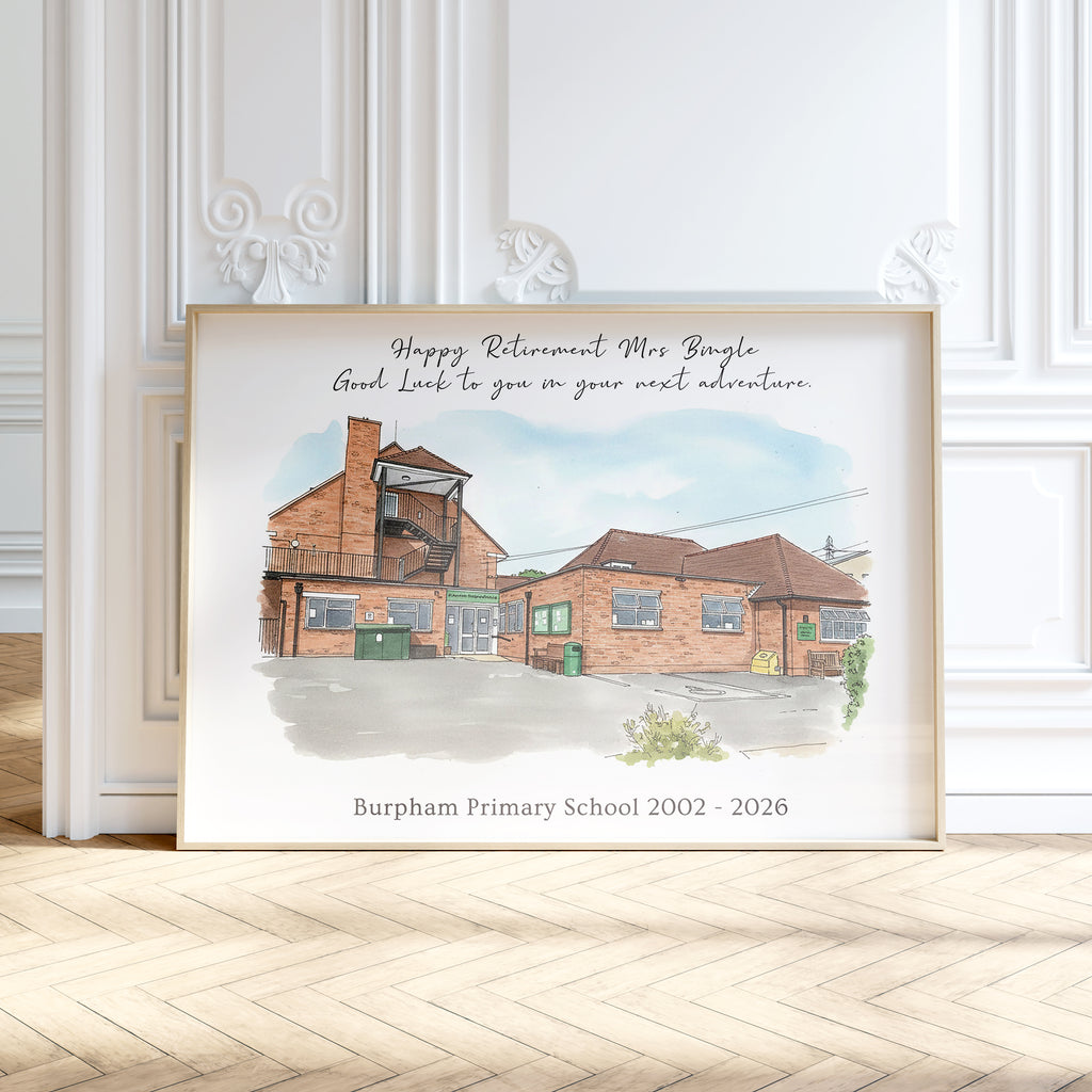 Personalised Workplace Illustration Portrait Print | Retirement Gift