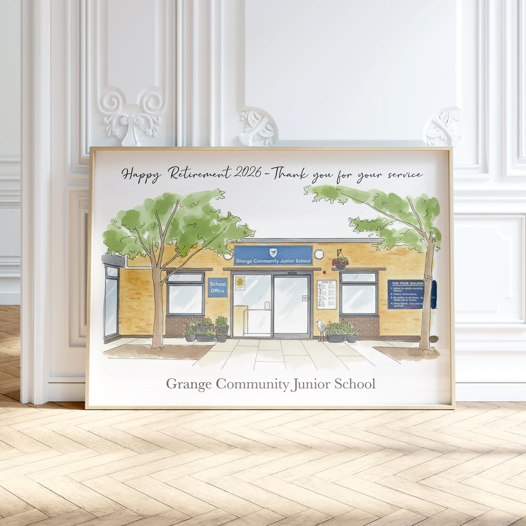 Personalised Workplace Illustration Portrait Print | Retirement Gift