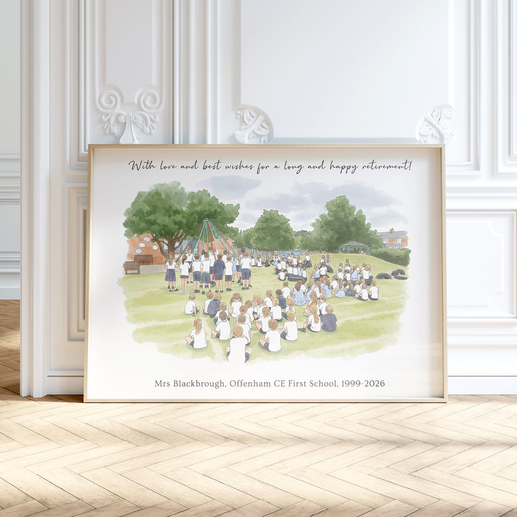 Personalised Workplace Illustration Portrait Print | Retirement Gift