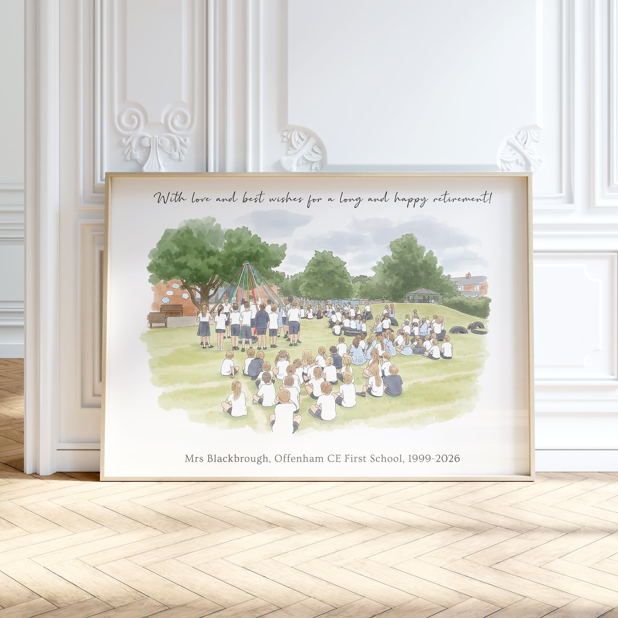 Personalised Workplace Illustration Portrait Print | Retirement Gift