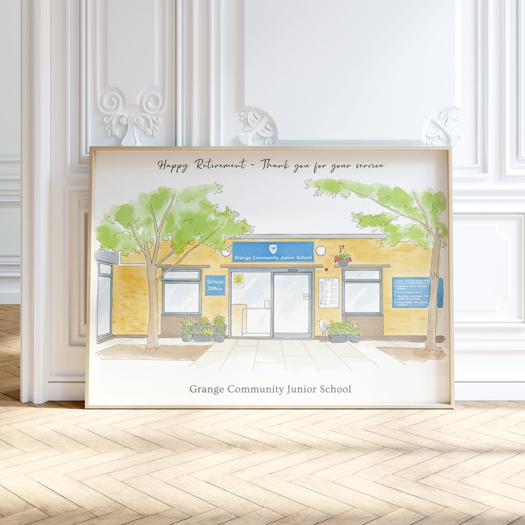 Personalised Workplace Illustration Portrait Print | Retirement Gift
