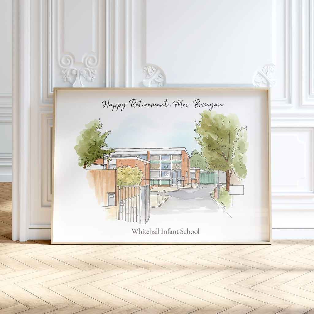 Personalised Workplace Illustration Portrait Print | Retirement Gift