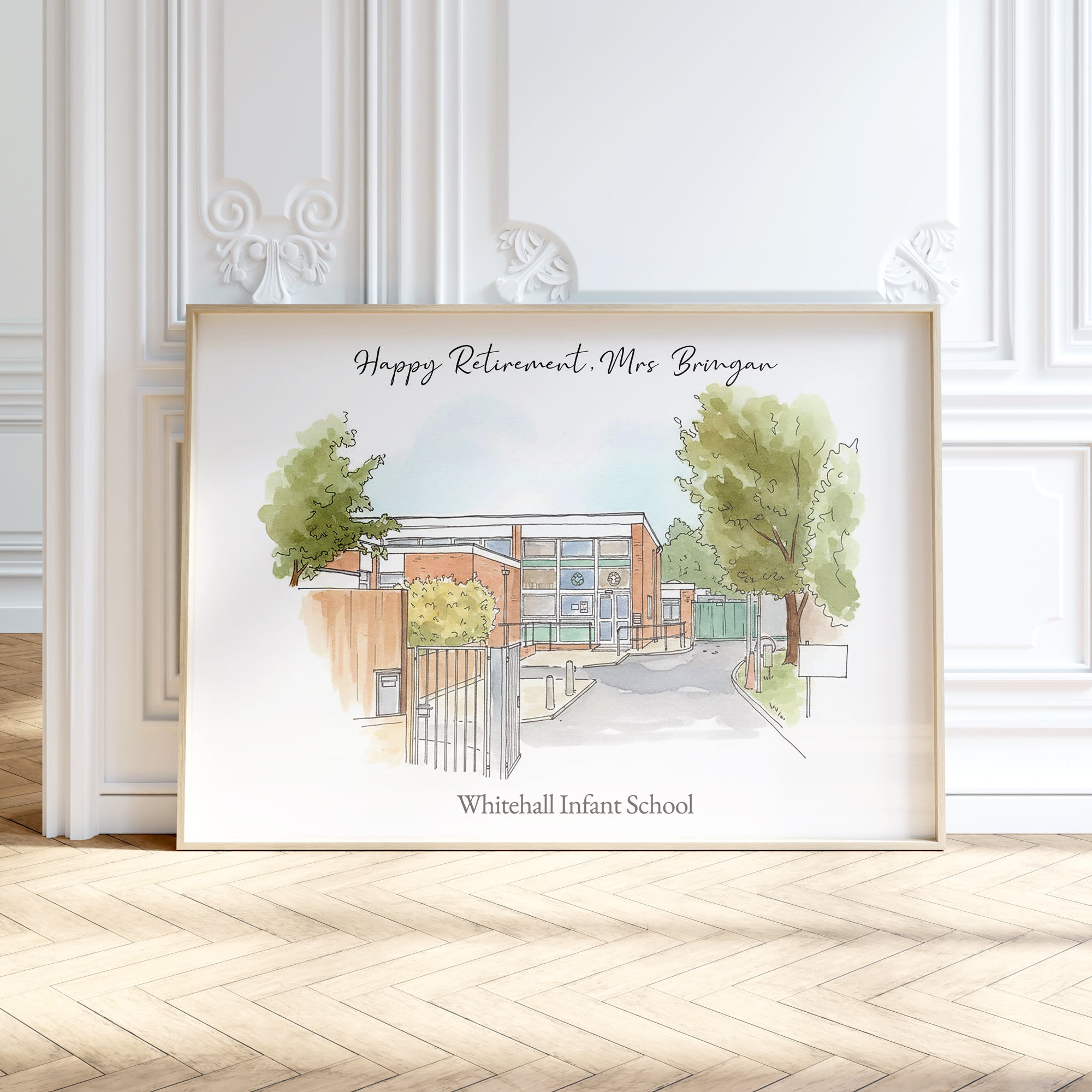 Personalised Workplace Illustration Portrait Print | Retirement Gift