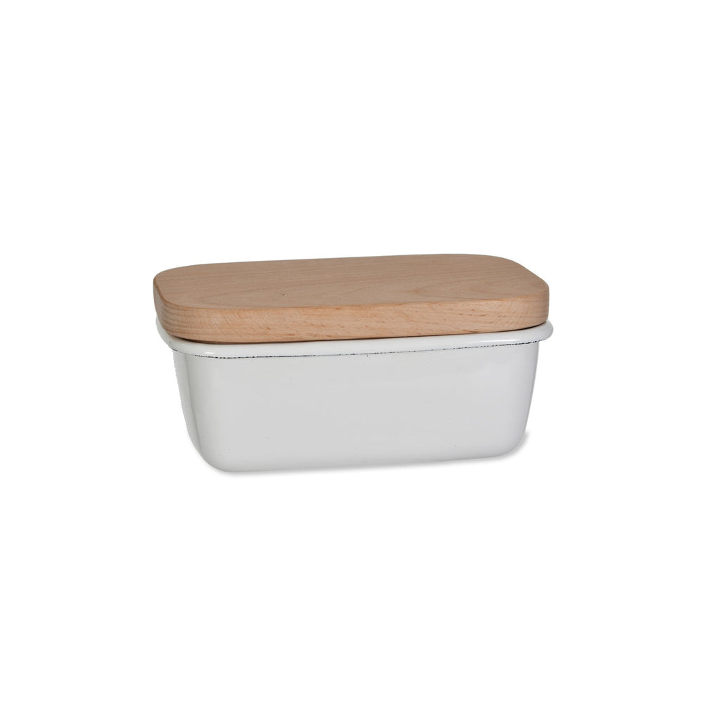 Enamel Scandi Butter Dish - Warm White