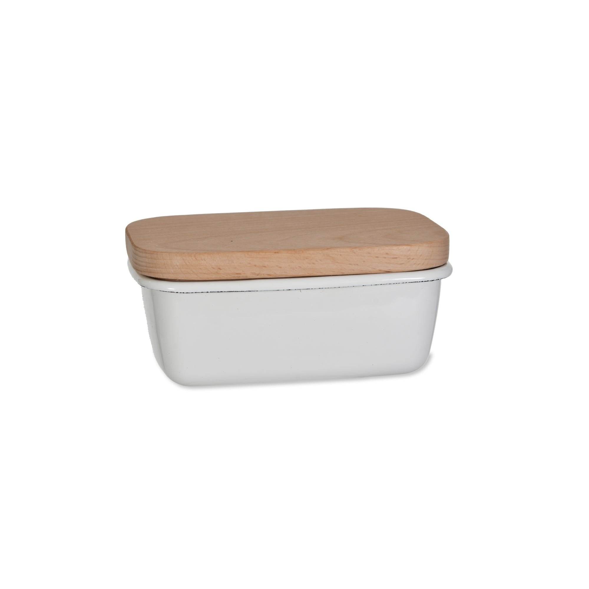 Enamel Scandi Butter Dish - Warm White